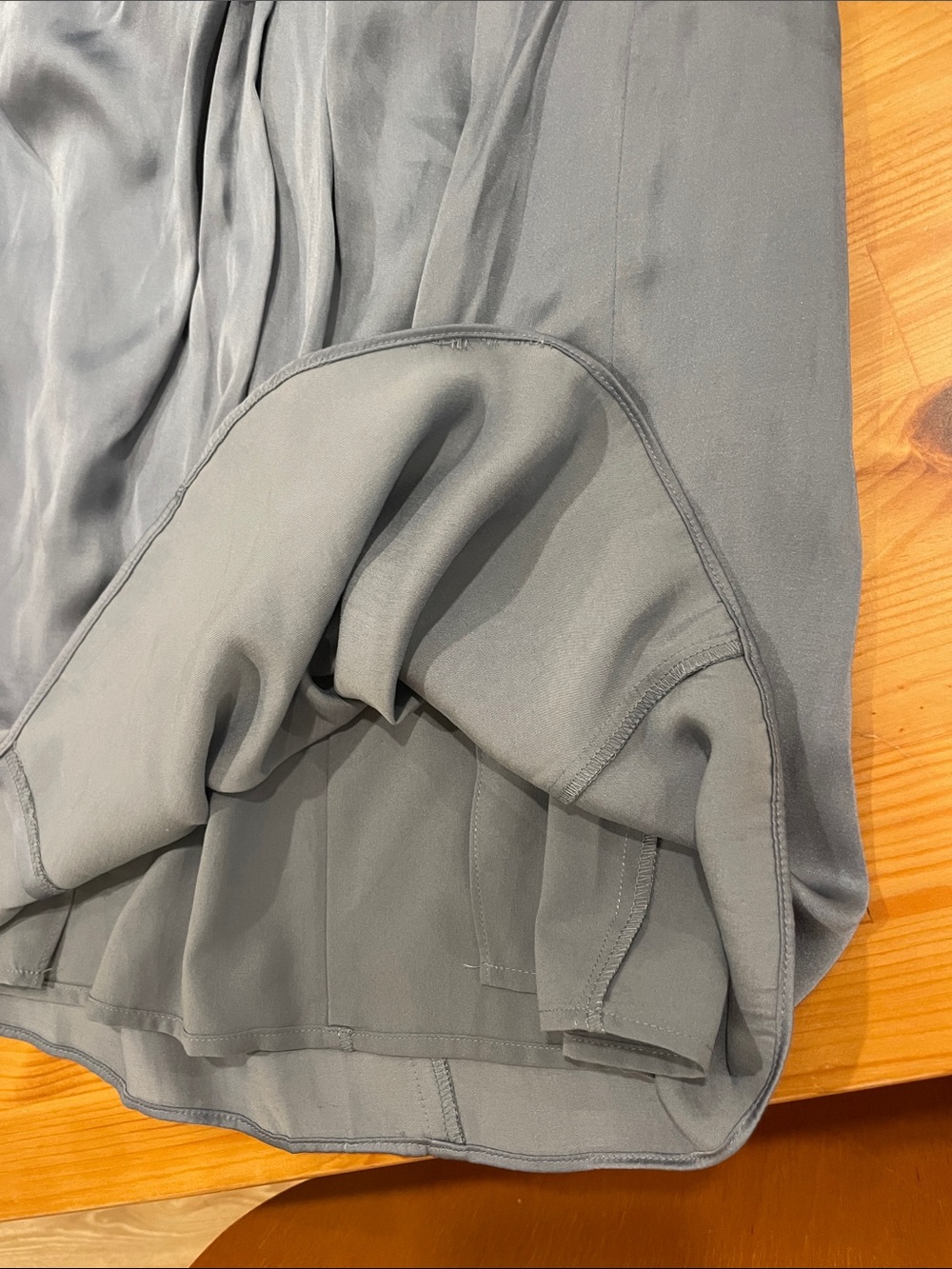 Club Monaco Silk-Feel Dusty Blue Knot-Front Midi Skirt - Picture 5 of 7